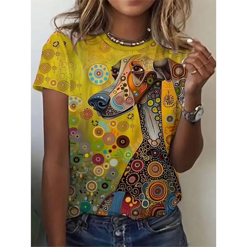 3D Printed Summer Fashion Women s T-Shirt Breathable Casual XS