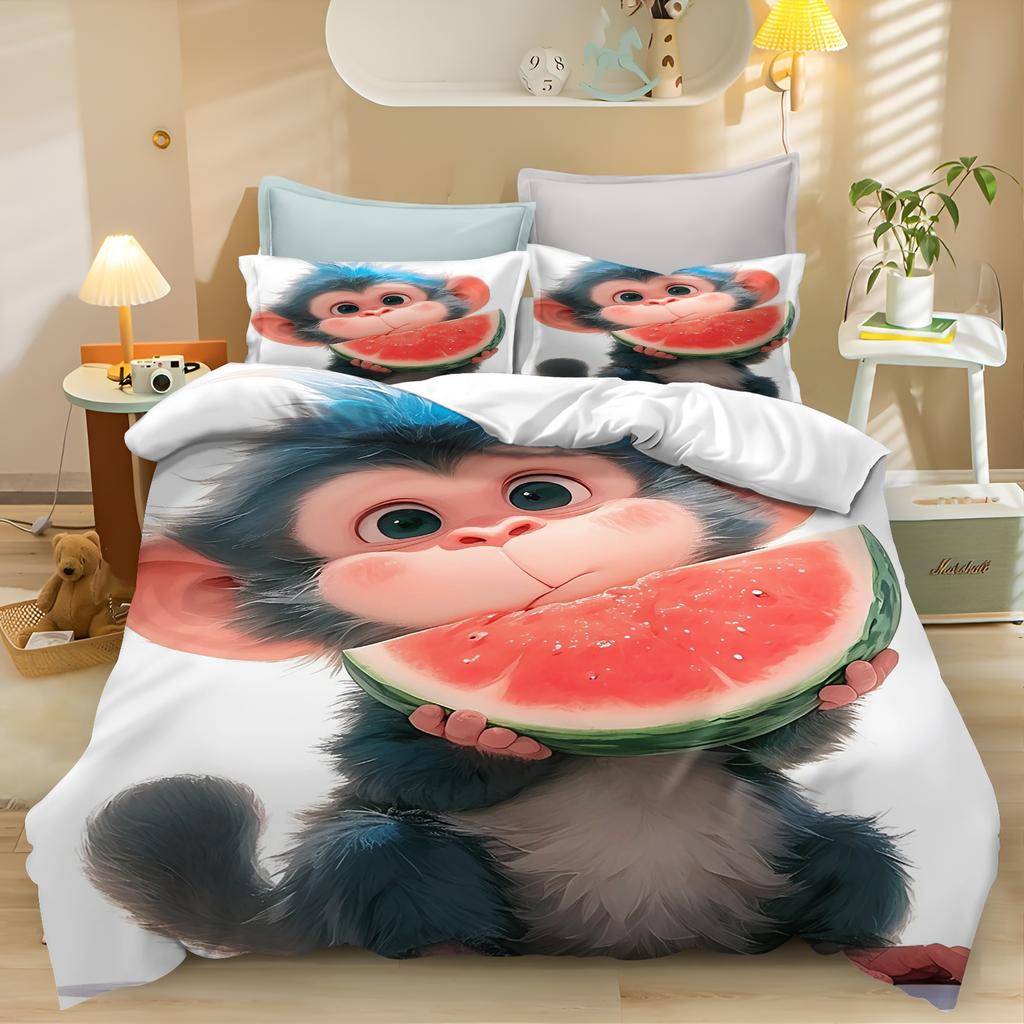 Cartoon Monkey Anime Cute Duvet Cover Home Pillowcase Set Adult Bedroom Children Comforter Bedding Sets