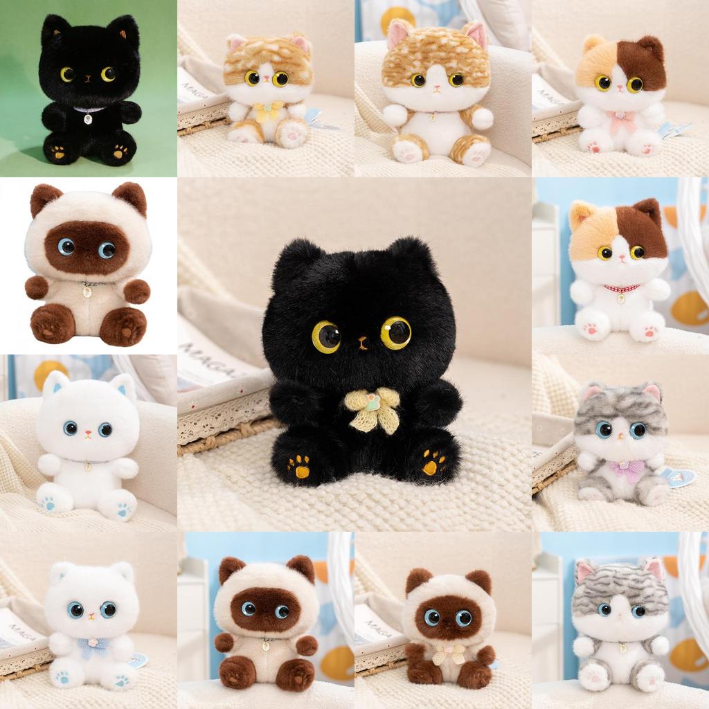 Lucky Cat Plush Toy With Necklace And Bow Decoration For Home Decor And Giftgiving