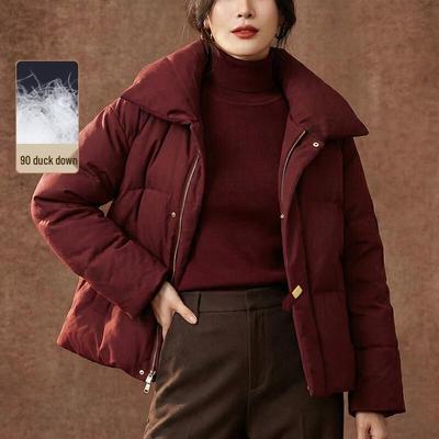 JIANHU Damen Winter Revers Daunenjacke
