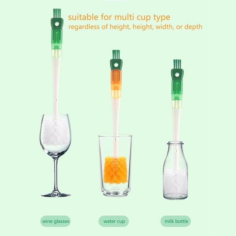 5IN1 Long Handle Cleaning Cup Brush Multifunction Milk Bottle Cleaning Brush Kitchen Supplies