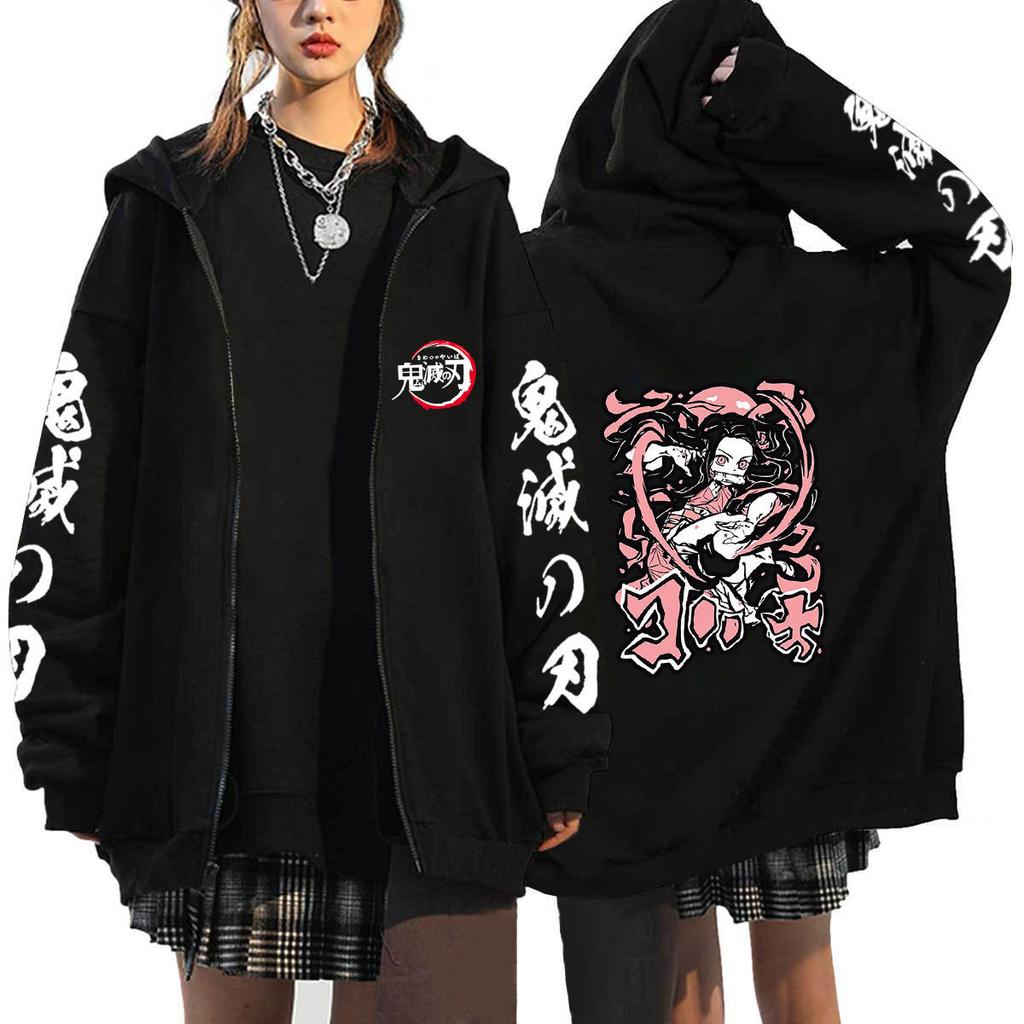 Japan Cartoon Comics Demon Slayer Printed Zip-Up Sweatshirt Unisex Fashion Hoodie/Jacket 0041