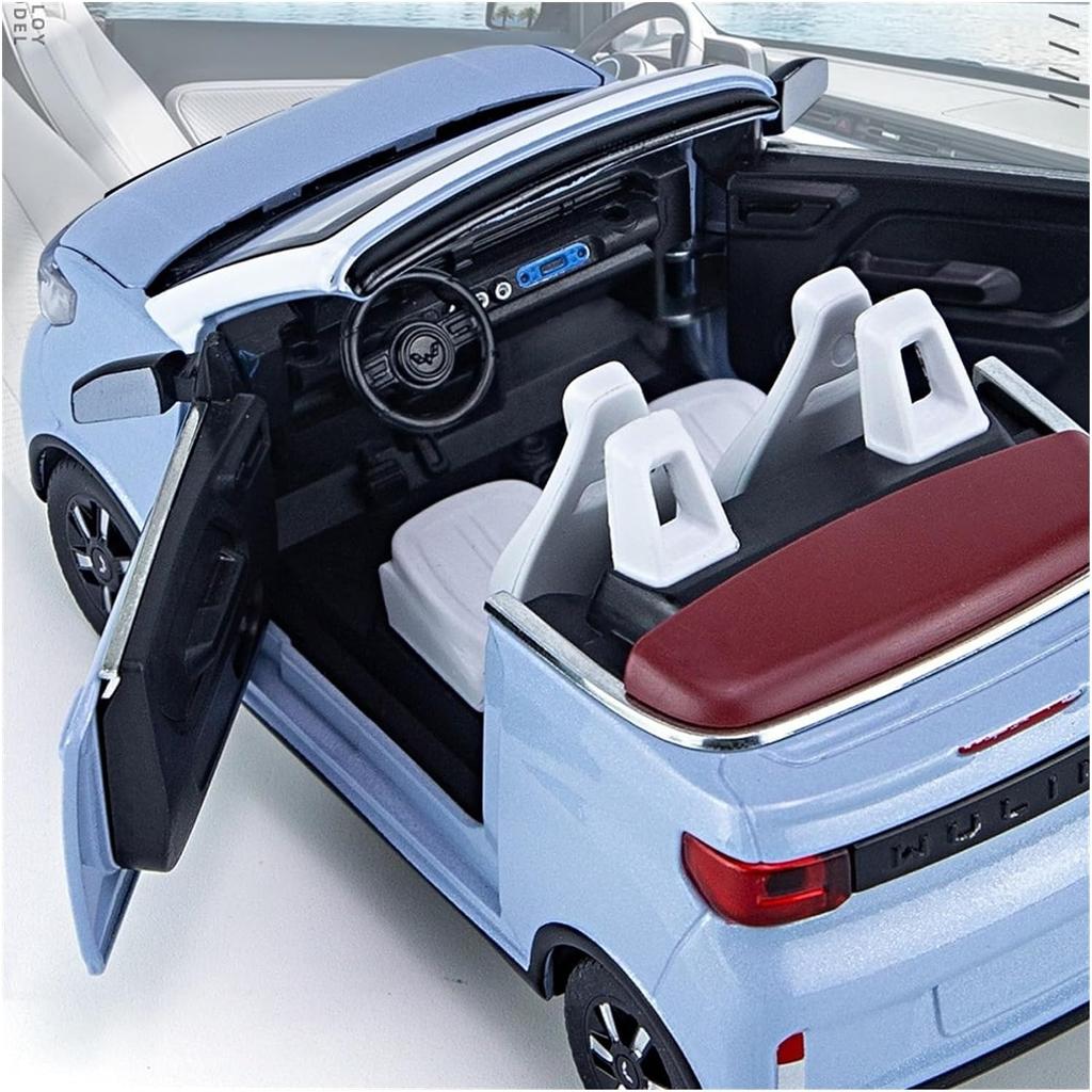 1/24 Scale WuLing MINI EV Simulation Car Decoration,Alloy Die Cast Truck Static Electricity Can Open The Door Toy Car Adult Gift for Collection Lovers