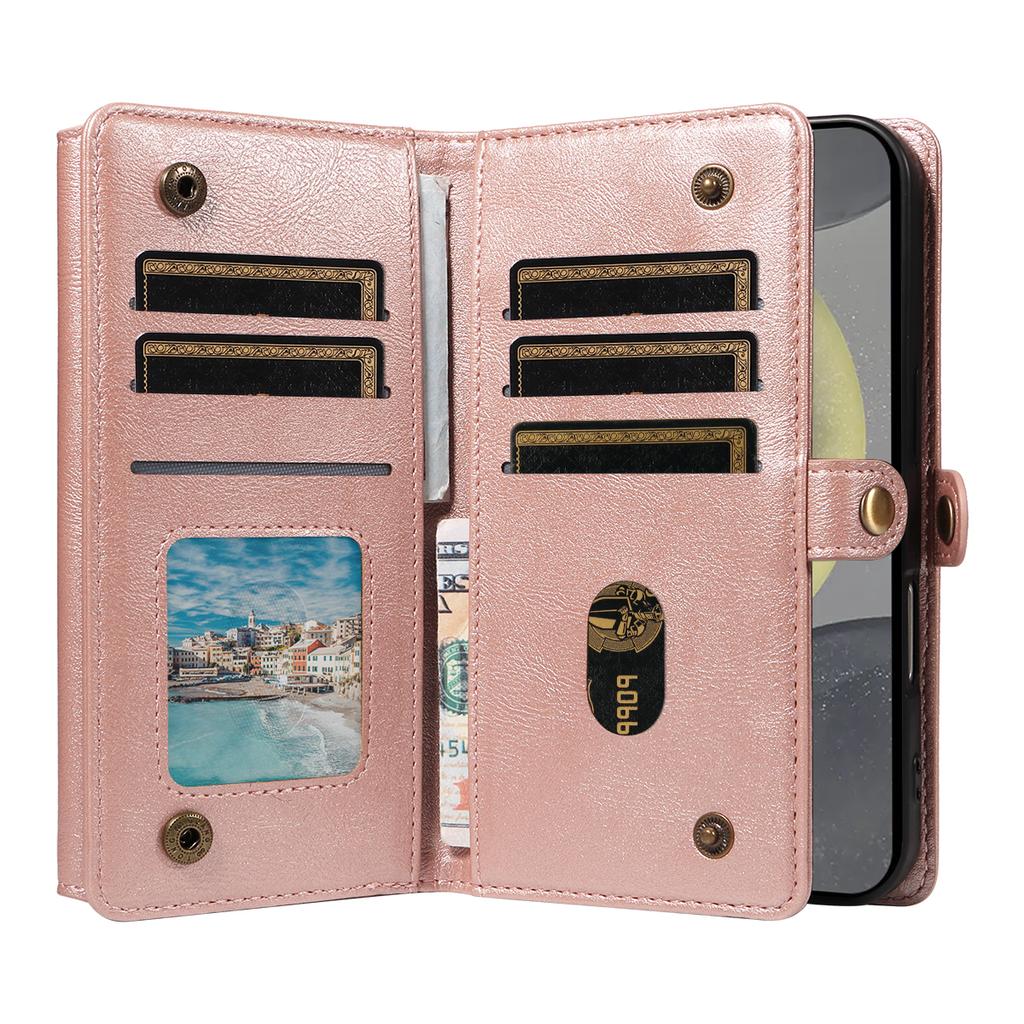 For Samsung Galaxy S25/Galaxy S24 Case YIKATU YK-008 Zipper Wallet Leather Phone Cover with Shoulder Strap