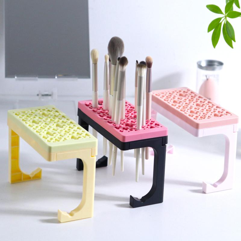Support de séchage pour pinceaux de maquillage en silicone, étui de rangement pour set de maquillage, organisateur pour stylos à ongles et pinceaux de peinture, convient pour tous les diamètres de manche