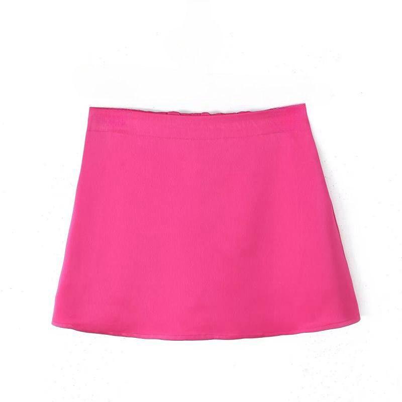 

Heavy Weight Chic Light Luxury Double-Sided Ice Cool Long Skirt Acetic Acid Elegance rose short (Fashion Tape)(High quality) S