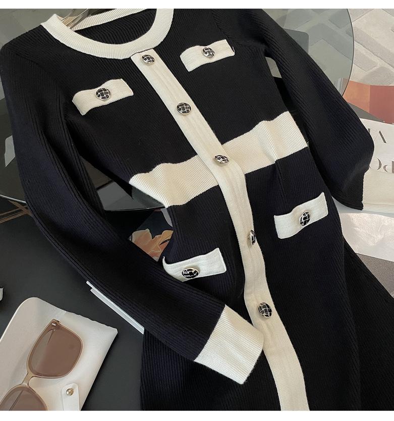 Hepburn Style Sexy Bodycon LBD: Women’s Long Sleeve Knit Sweater Dress for Autumn/Winter