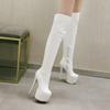 Red Sexy Over Knee Platform Boots Women Fetish High Spike Heels White Patent Leather Club Ladies Winter Zipper Thigh-high Boots