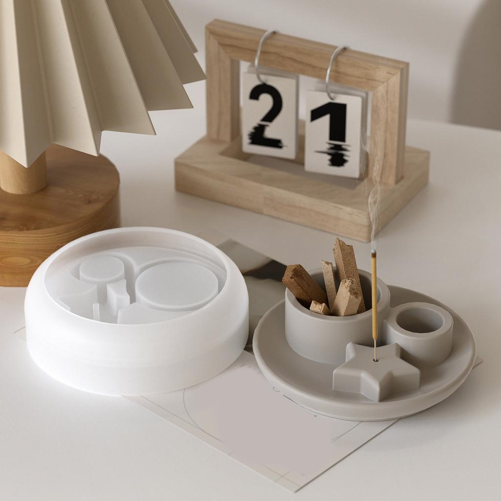 Flexible Silicone Mould for Creating Unique Star and Moon Candle Stand Designs for Handmade Gifts and Home Accent