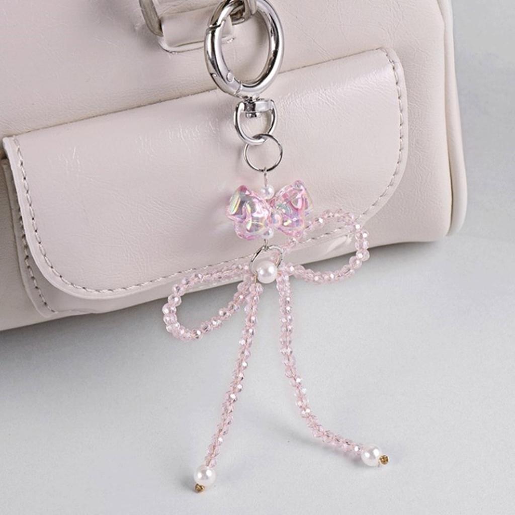 Stylish Bowknot Keychain Beaded Butterfly Knot Pendant for Women Handbags and Backpacks Colorful Key Chain Ornament