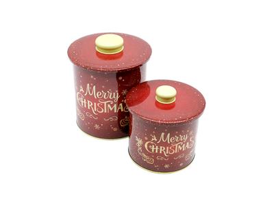 Set of 2 Christmas Metal Tins Container For Cookies Gingerbreads