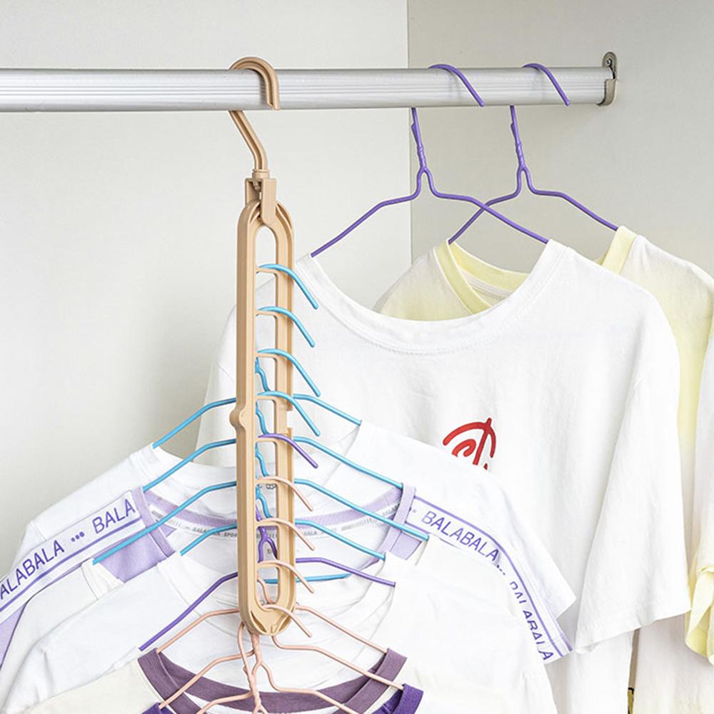 5PCS/10PCS Multi-Functional Nine-Hole Clothes Hanger For Home Storage Closet - Convenient For Folding And Rotating