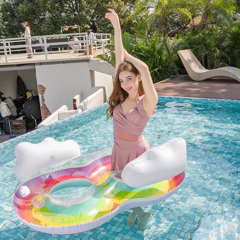 Inflatable Rainbow Sequin Swimming Ring