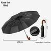 Zhifeng Men's Solid Wood Curved Handle Three-Fold Business Umbrella