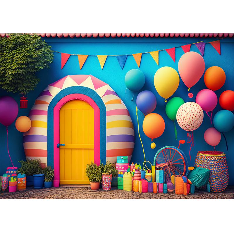 Bonvvie Photography Background Colorful Balloon Baby 1st Birthday Party Decoration Banner Photobooth Backdrop for Photo Studio3