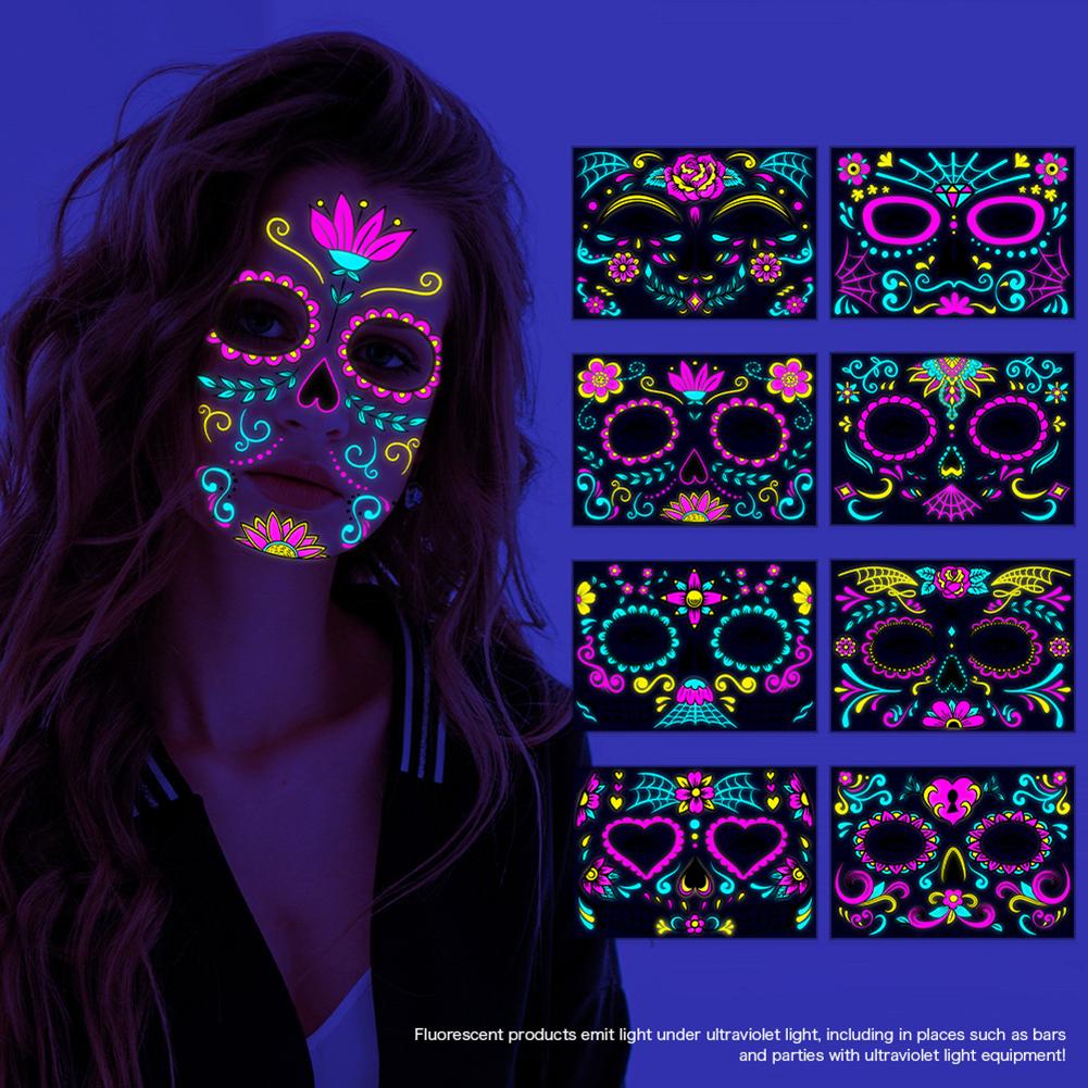 Mexico Halloween Large Mouth Face Tattoo Stickers Holiday Temporary Spookys Horror Mouth Spookys Look Stickers for Cosplay Part