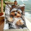 1pc Yorkshire Terrier Lying On a Blanket Portable Blanket- Lightweight Throw for Sofa, Travel, Camping, Livingroom, Office, Couch, Chair, An