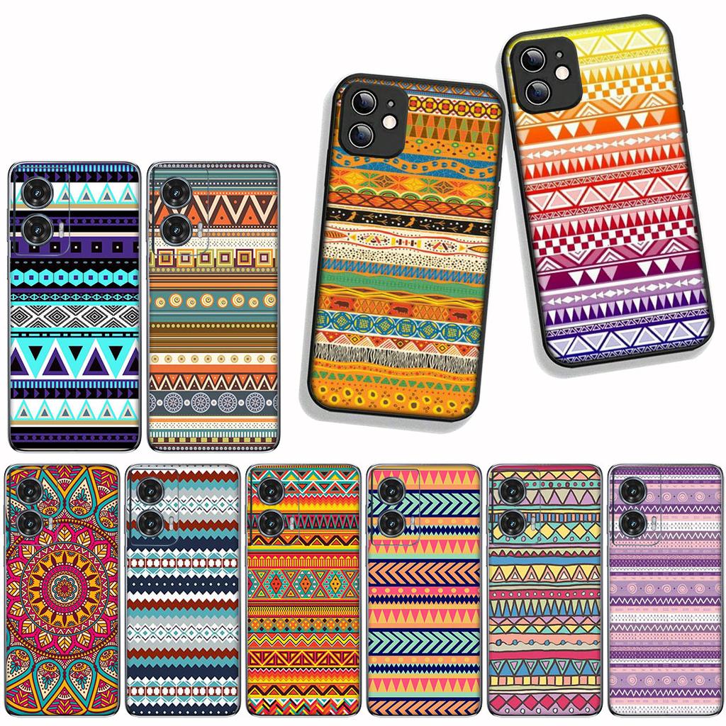 For Samsung Galaxy S25 S23 S22 S24 FE Ultra Plus A56 A05 A06 A15 A16 A57 S7 Edge Phone Case Texture Aztec Tribal Tribe Colorful