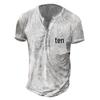 2022 Spring/Summer 3D Print Large Men's Collarless Casual Short Sleeve T-Shirt