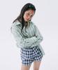 JUNEJUNE SPACE Floral Check Banding Shorts_Navy