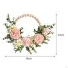 Peony Wreath Faux Floral Round Wooden Bead Spring for Door Bedroom