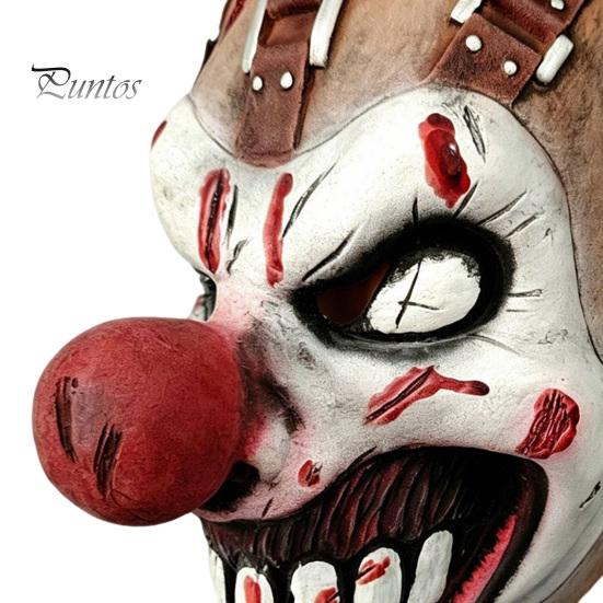 Elastic Comfortable Fit Headgear Halloween Clown Mask, Realistic Latex Horror Scary Mask with Escape Room Decorations Red Nose for Haunted House
