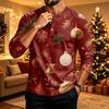 Men's Long Sleeve Shirt with Christmas Print for Holiday Casual Wear
