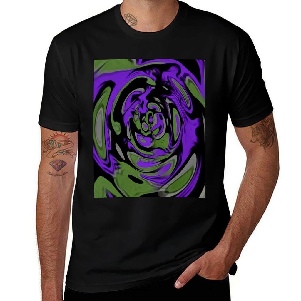 Composition In Purple And Green Tshirt Uv Protection Outdoor Tee Shirt