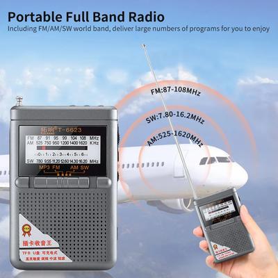 Portable Full Band Radio Receiver FM/AM/SW World Band with LCD Display Mini Pocket Radios with Buckle Receiver