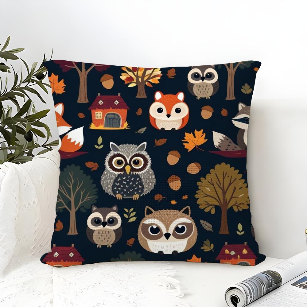 Children'S Cartoon Animal Painting Pillow Case Linen Pillow Case Sofa Home Decor Cushion Cover Cushion Cove