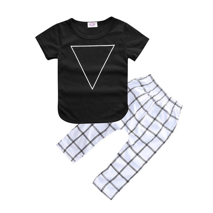 Spring & Summer INS Style Baby & Kids Short Sleeve Printed T-Shirt and Pants Set