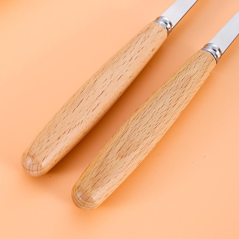 Stainless steel tableware three-piece set, wooden handle, spoon, fork, chopsticks, student outdoor portable tableware set