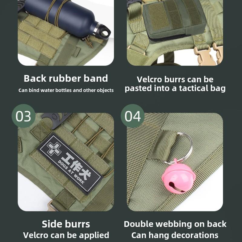 Large Dog Tactical Chest Strap Outdoor Waterproof Explosion-proof Traction Rope Chest Strap Medium and Large Working Dog Vest