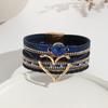 Boho Layered Leather Wrap Bracelet With Natural Stone Heart Charm Women