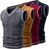 Herren Strick V-Ausschnitt Ärmellose Westen Schlanke Passform Gestrickte Pullover Pullover Mode Patchwork Smart Casual Streetwear