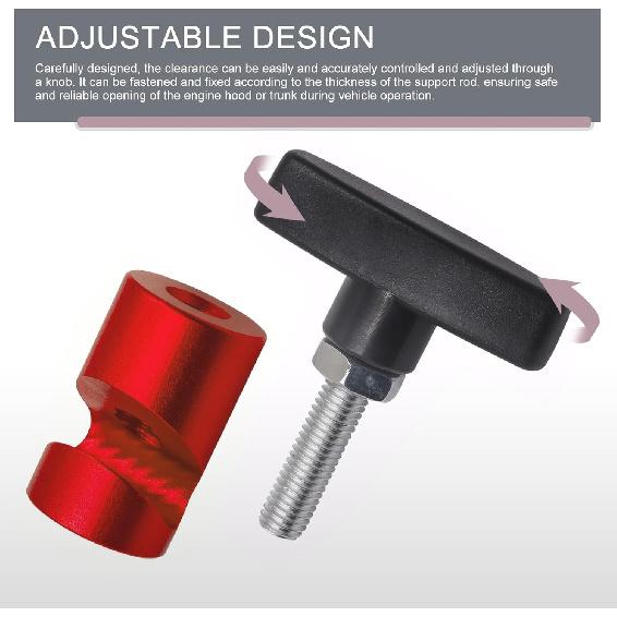 Shakas 2 PCS Lift Support Clamp, Hood Strut Clamp Hood Prop Rod Tool, Portable Locking Anti-Pinch Device, Universal for Most Cars (Red)