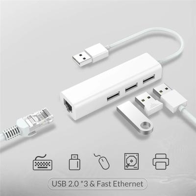3 Usb  Port  Hub Rj-45 Lan Network Card Usb To Ethernet Adapter Cable