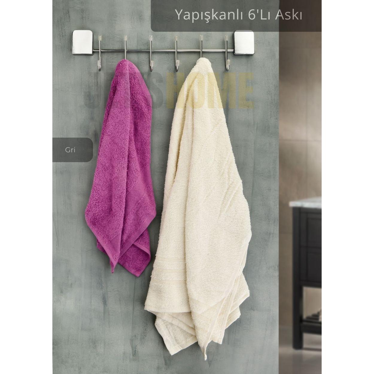 

Adhesive 6-Piece Hanger Stainless Steel Metal Towel Rack Chrome
