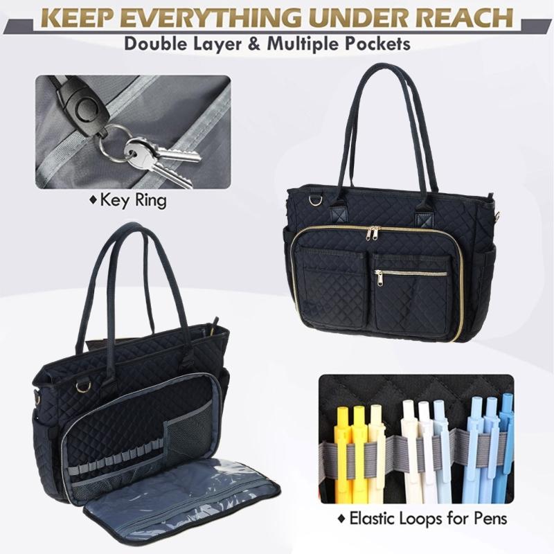 Teacher Toted Bag Work Laptop Bag with Cup Holder,Nurse Bag Professional Briefcases Business Computer Purses Handbag
