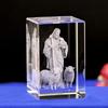 Statua di Gesù Pastore Modello cristiano Incisione di cristallo cattolico Decorazione creativa del regalo di festa Decorazione della casa