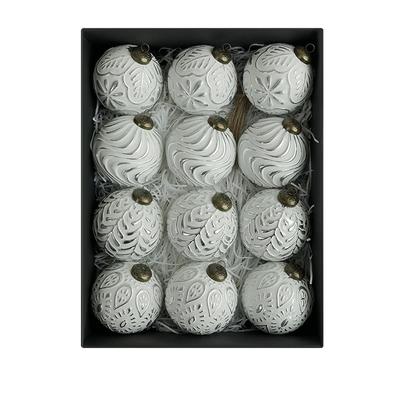 12pcs 8cm Christmas Tree Ball Pendant Retro Shatterproof Christmas Hanging Balls Reusable Elegant Xmas Tree Ornaments