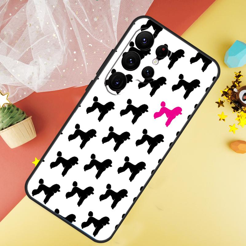 Cute Cartoon Poodle Case For Samsung Galaxy S24 Ultra S22 S20 S21 FE S8 S9 S10 Note 20 10 Plus S23 Ultra Cover