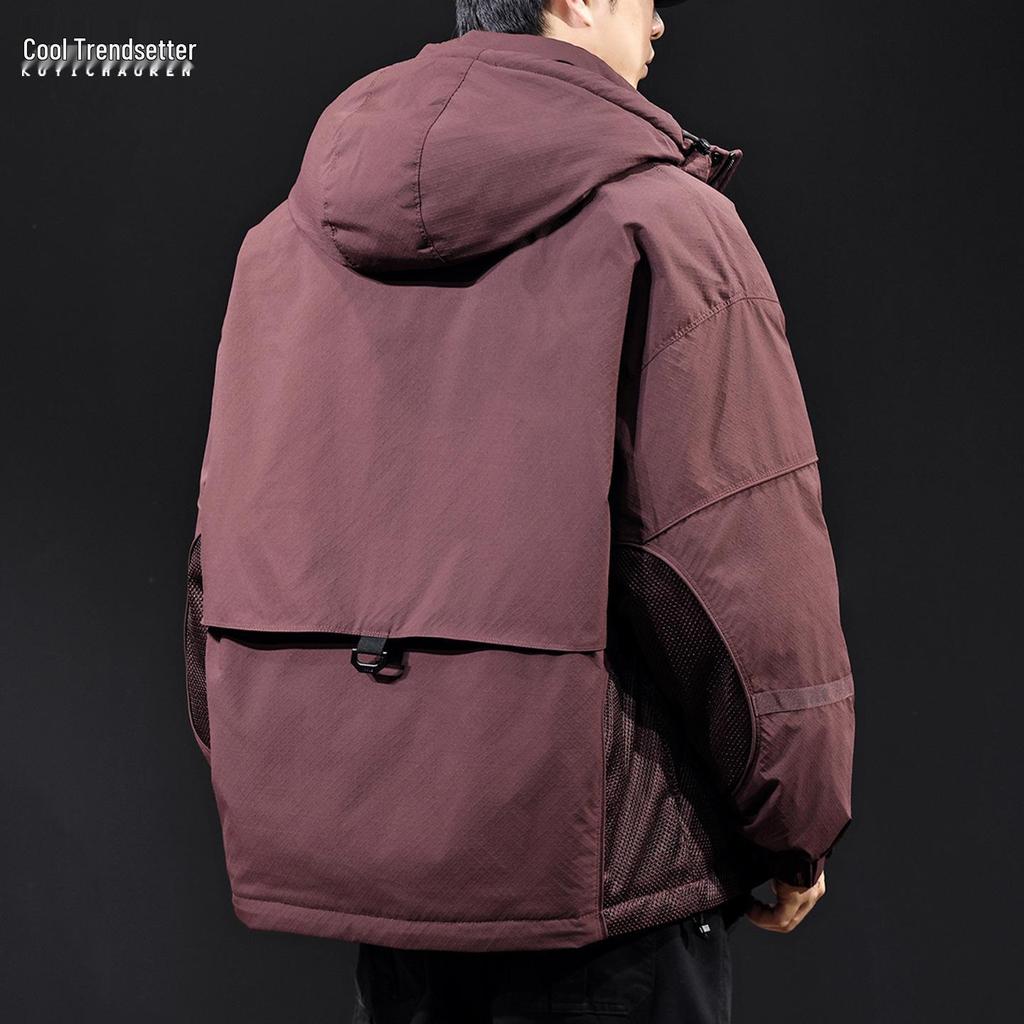 Men's Trendy Thickened Hooded Down Jacket, Winter 2025 Collection, Plus Size Workwear Outerwear