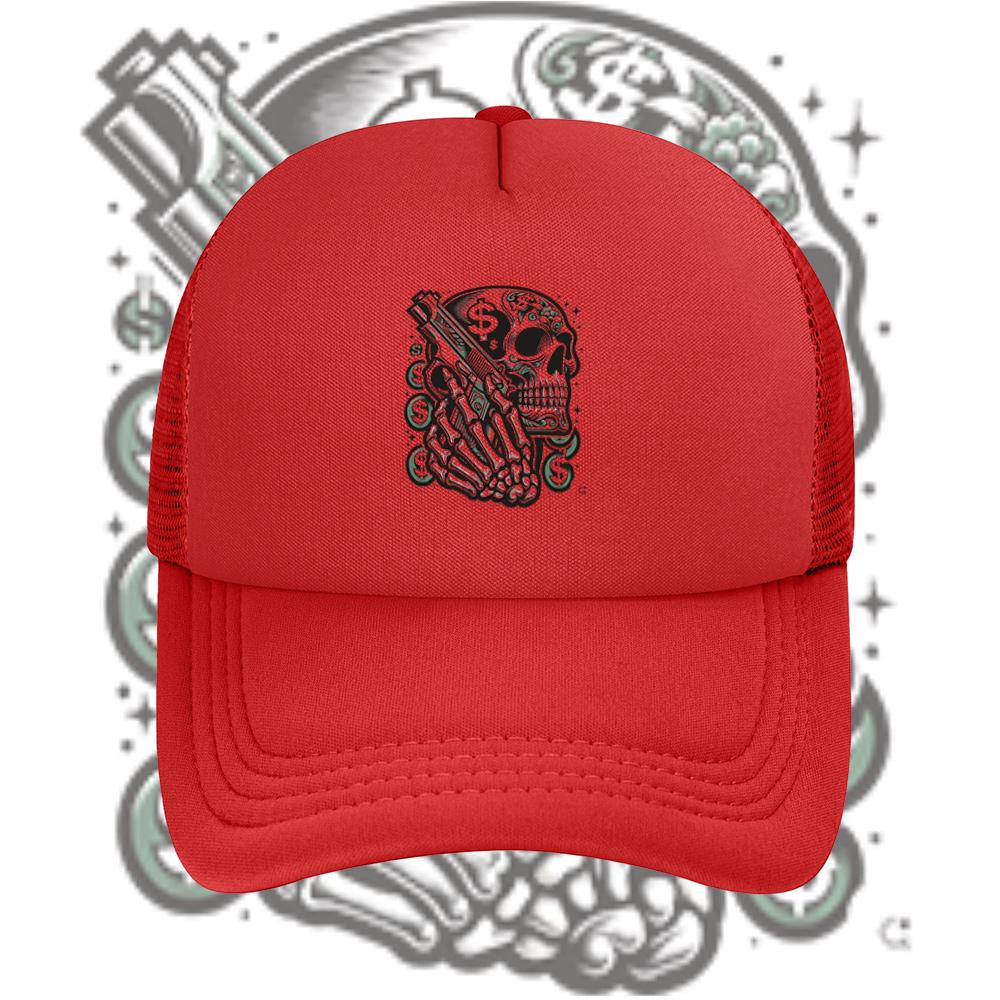 Skull skeleton gun money coins design Baseball Cap Anime Graphic Hats Adult Unisex Women Sports Outdoor