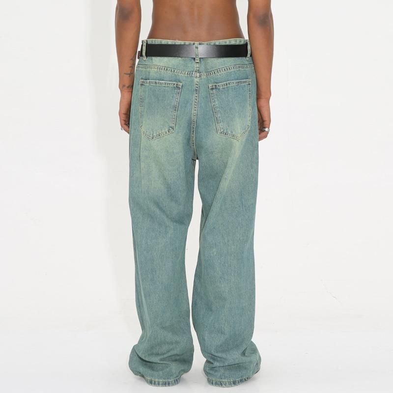 New Spring Denim Pants Men and Women High Quality Men's Denim Pants Jeans Retro Gradient Color Wide Leg Pant Men