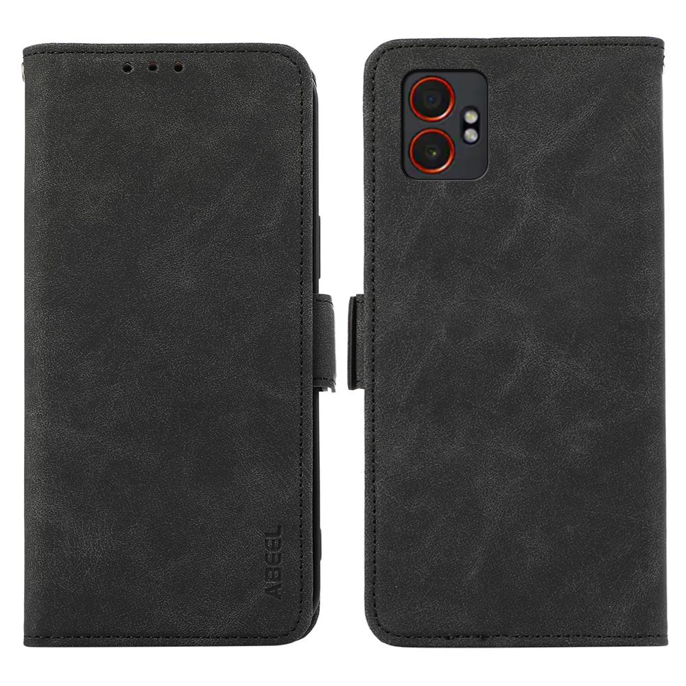 

ABEEL For Samsung Galaxy XCover7 Pro Case PU Leather Folio Stand View RFID Blocking Phone Cover Black