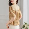French Style Short Blouse for Women In Summer Latest Design Niche Pleated Waist-hugging Blouse