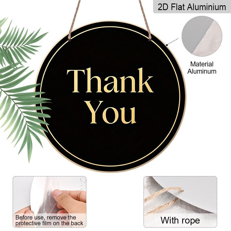 2D Flat Retro Aluminum Wall Stickers In Various Sizes. "Thank You" Sign On A Black Background. A Minimalist, Understated Luxury Style, Perfect for