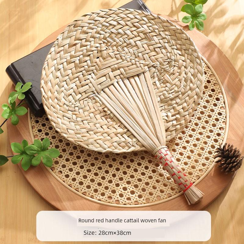 Summer Straw Fan, Hand-Woven Traditional Hand-Held Summer Fan, Banana Leaf Fan, Chinese Style, for Babies and Children, Household Use