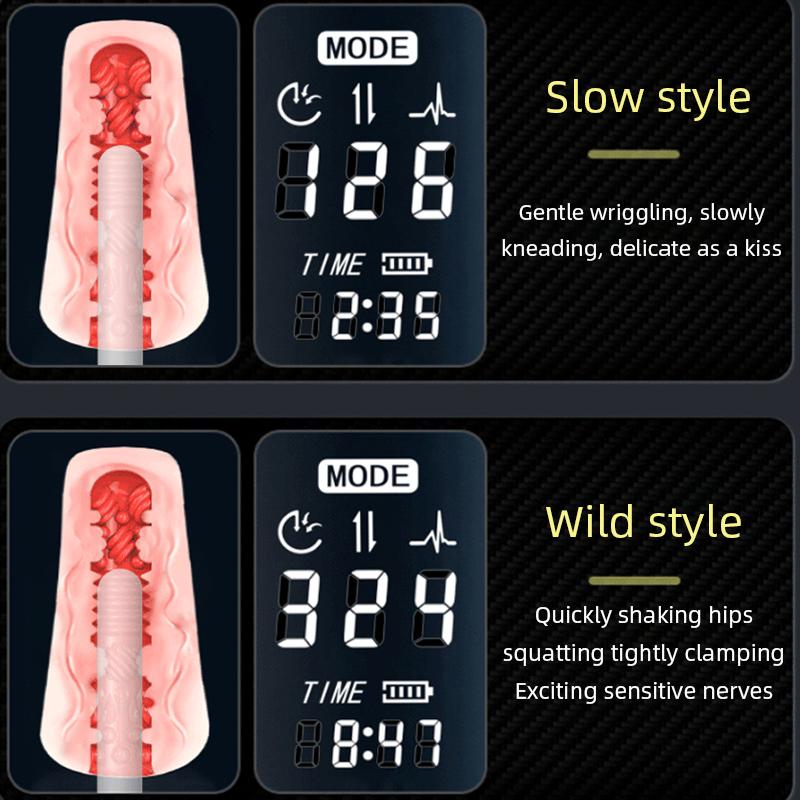 3D Realistic Electric Stroker Suction Base Automatic Male Masturbator Cup Vagina Vibration Thrusting Modes Handsfree